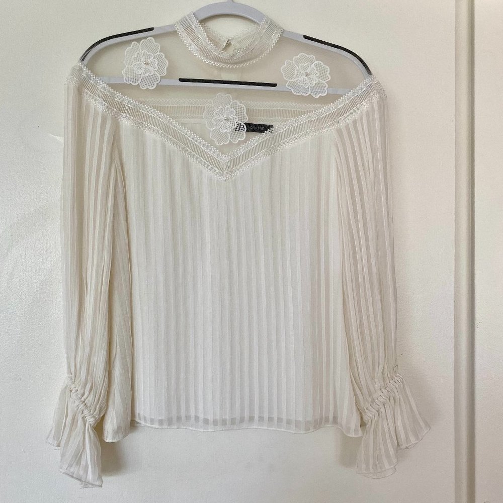 White Blouse with Sheer Shoulder Detail